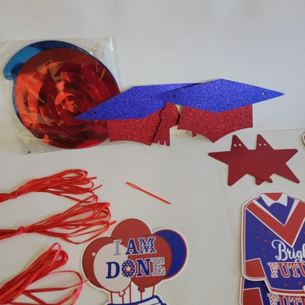 Graduation Party Decorations She Came She Saw She Mastered Banner Red‎ Blue Kit